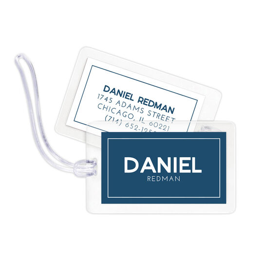 Navy Bold Name Luggage Tags